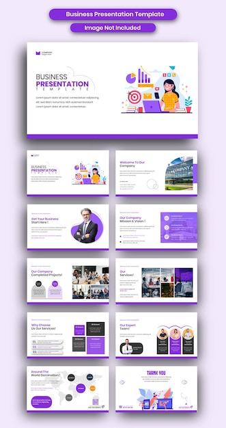 Conjunto de diseño de plantillas de diapositivas de presentación de PowerPoint de negocios creativos
