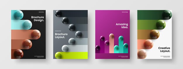 Conjunto de diseño de portada de libro de esferas 3D multicolor