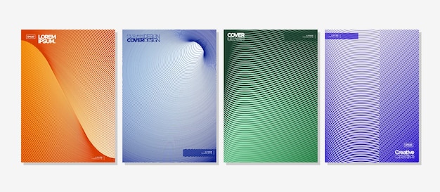 Conjunto de diseño de portada moderna abstracta de línea de mezcla colorida