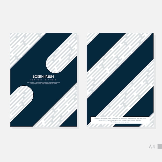 Conjunto de diseño de portada moderno Patrón de línea abstracta azul blanca Colección vectorial de rayas onduladas creativas