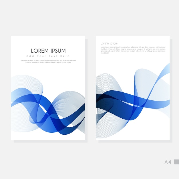 Conjunto de diseño de portada moderno Patrón de línea abstracta azul blanca Colección vectorial de rayas onduladas creativas