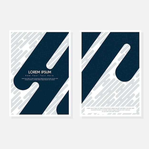 Conjunto de diseño de portada moderno Patrón de línea abstracta azul blanca Colección vectorial de rayas onduladas creativas