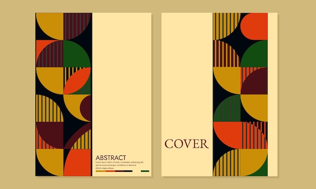conjunto de diseño de portada retro del círculo bauhaus. fondo geométrico abstracto. Tamaño A4 para carteles, catálogos,