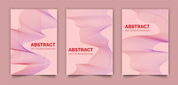 Conjunto de diseño de portadas de libros moderno abstracto líneas rojas fondo vectorial diseño de plantilla mínima