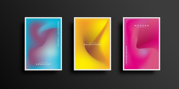 Conjunto de diseño de portadas con plantillas de fondo degradado vibrante Plantilla de degradado moderno colorido