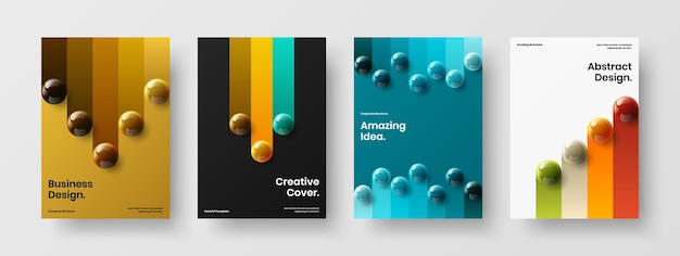 Conjunto de diseño de postal de bolas realistas creativas