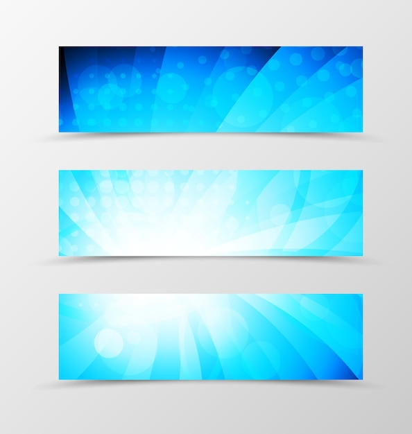 Vector conjunto de diseño de remolino dinámico de banner de encabezado en colores azules