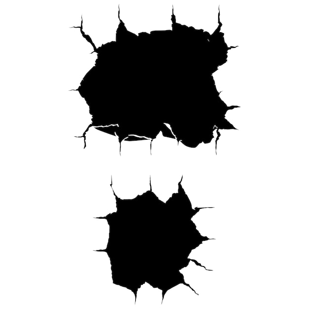 Conjunto de diseño de silueta negra y blanca de forma dentada grunge