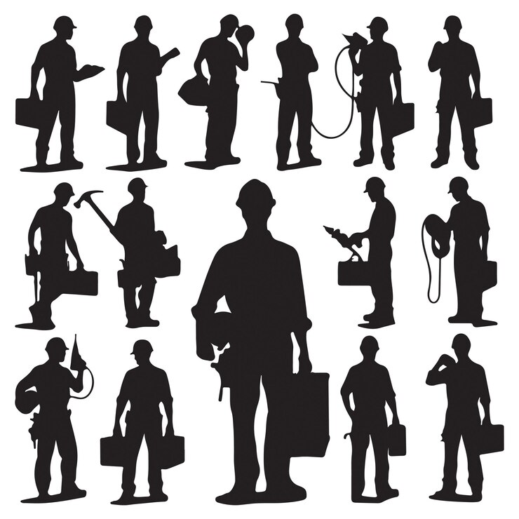 Conjunto de un diseño de silueta vectorial del Día del Trabajo