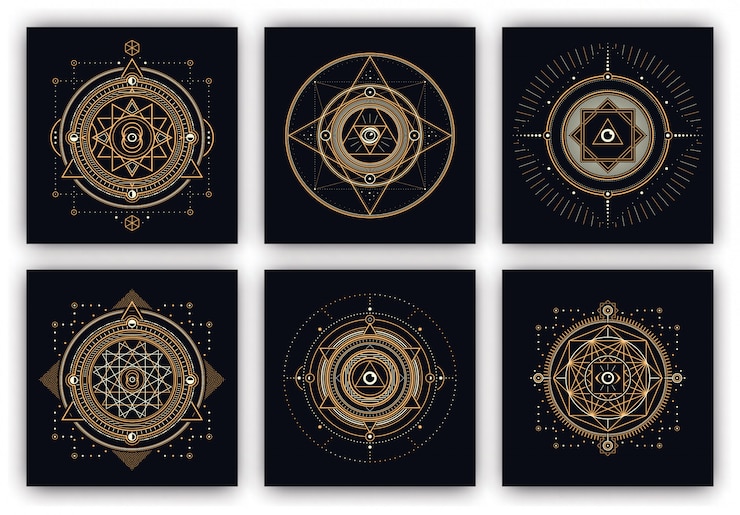 Vector conjunto de diseño de símbolos sagrados