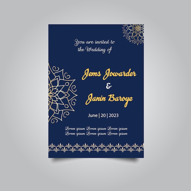Conjunto de diseño de tarjeta de invitación Plantilla de tarjeta de invitación de vector dorado vintage de lujo