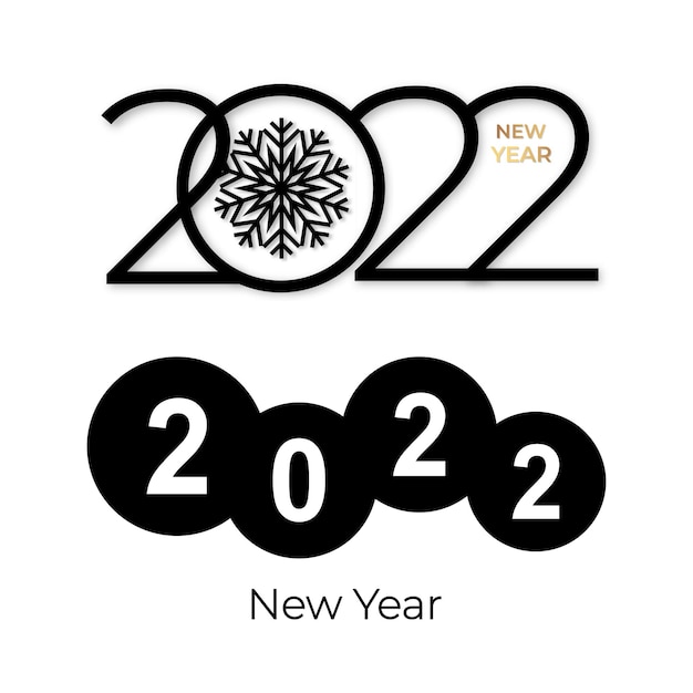 Conjunto de diseño de texto de logotipo de año nuevo 2022. Plantilla de diseño de número 2022. Icono de calendario simple. Banner abstracto moderno. Illustartiom gráfico vectorial aislado sobre fondo blanco.