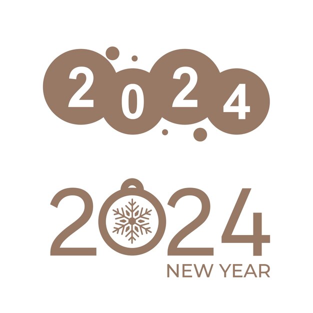 Conjunto de diseño de texto de logotipo de año nuevo 2024 Plantilla de diseño de número 2024 Icono simple de calendario