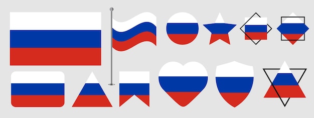 Conjunto de diseño de vector de bandera nacional de Rusia