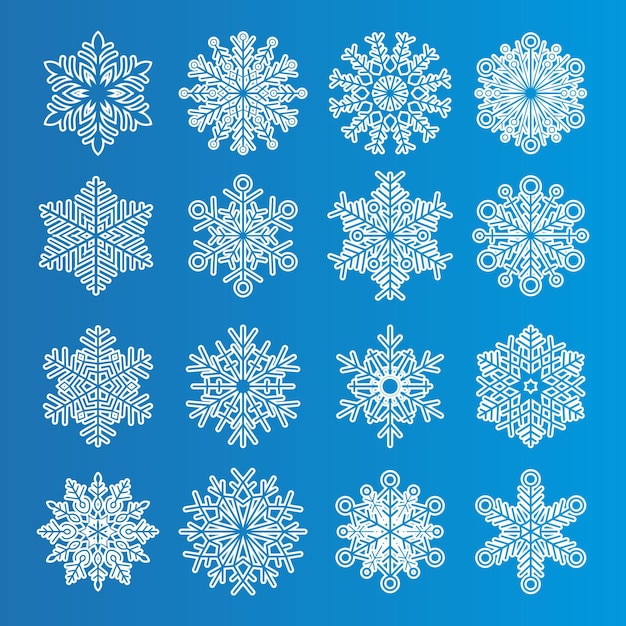 Conjunto de diseño de vector de copos de nieve de Navidad