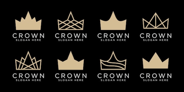 Conjunto de diseño de vector de logotipo de corona