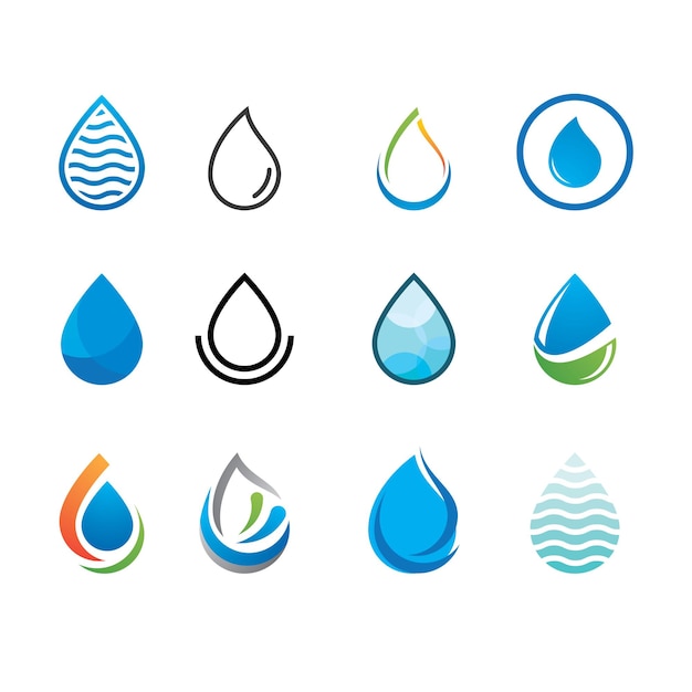 Conjunto de diseño de vector de logotipo de ilustración de gota de agua