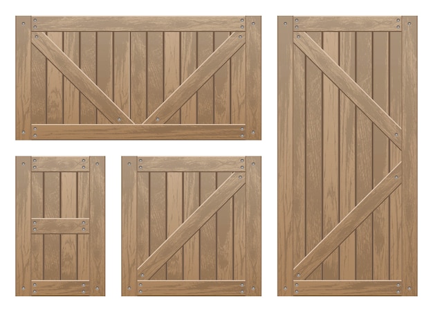 Vector conjunto de diseño de vectores de cajas de madera aislado en blanco