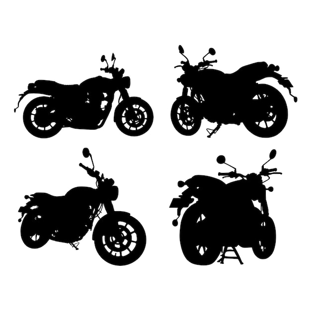 Conjunto de diseño de vectores de siluetas de motocicletas