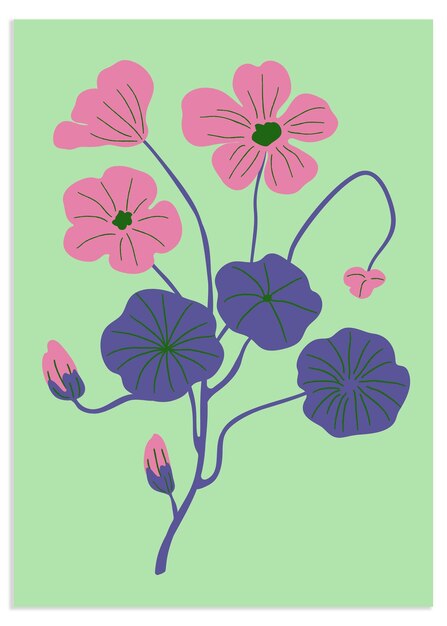 Conjunto de diseño vectorial de arte de pared de follaje abstracto