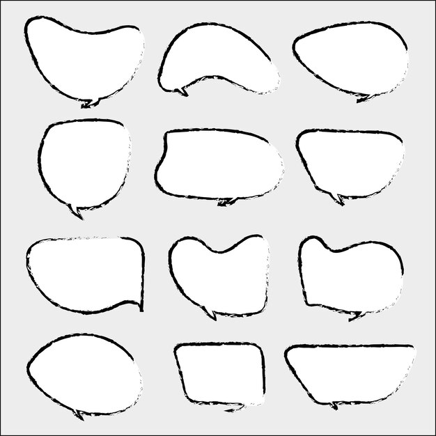 conjunto de diseño vectorial de chat de burbujas líquidas de línea grunge