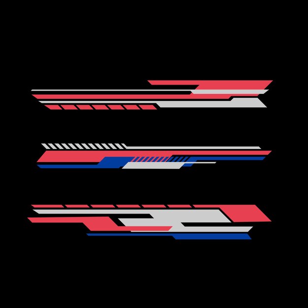 conjunto de diseño vectorial colección de rayas de automóviles líneas de calcomanías pegatinas de carrocería de automóviles