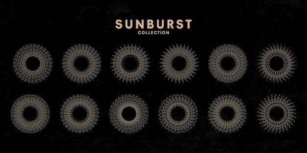 conjunto de diseño vectorial de elementos de recolección de sunburst