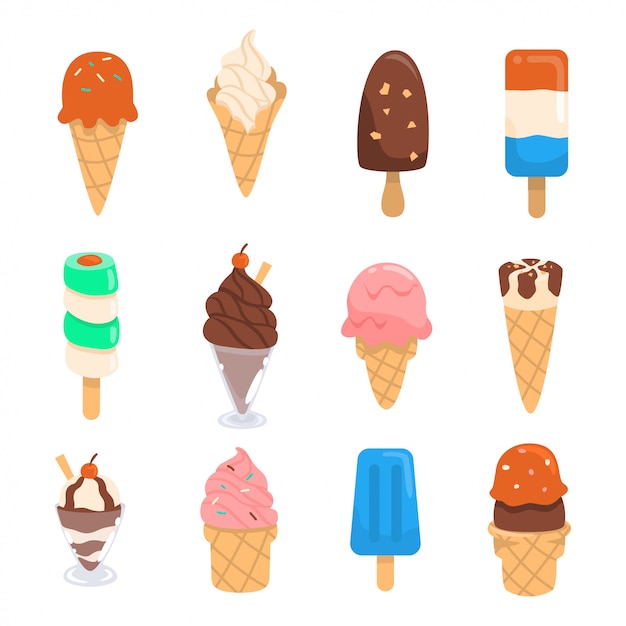 Vector conjunto de diseño vectorial de helado