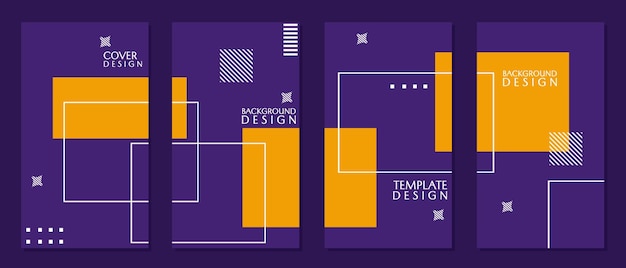 Conjunto de diseño vectorial de historias de redes sociales en color púrpura conjunto de plantillas para redes sociales