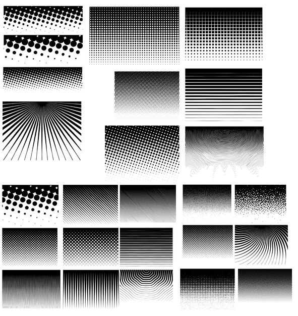 conjunto de diseño vectorial de ilustrador de patrones monocromáticos