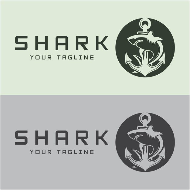 conjunto de diseño vectorial de logotipo de tiburón único y creativo Ilustración de vector de pez salvaje