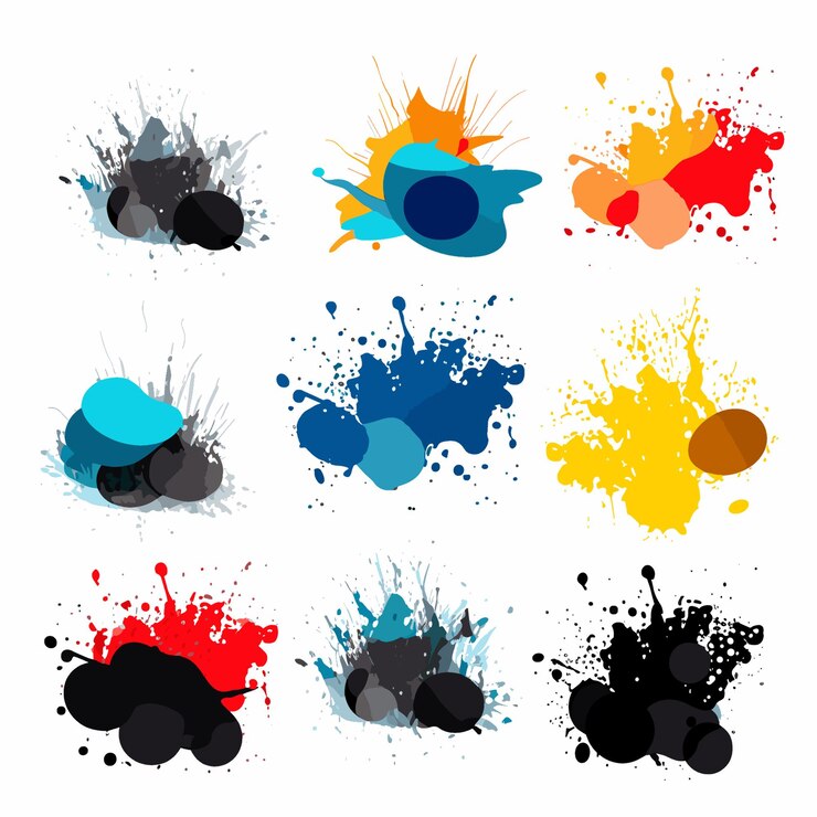 Vector conjunto de diseño vectorial de salpicaduras de tinta abstractas