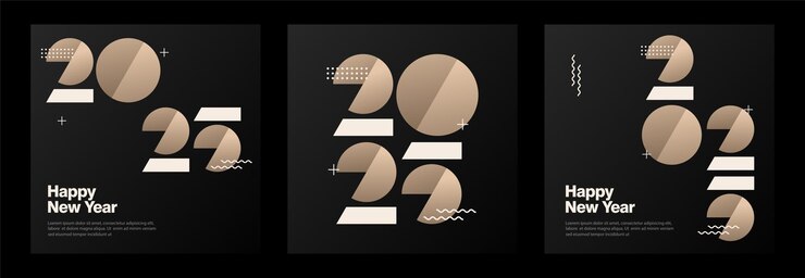 conjunto de diseños de Año Nuevo 2025 para carteles, banners y publicaciones en las redes sociales
