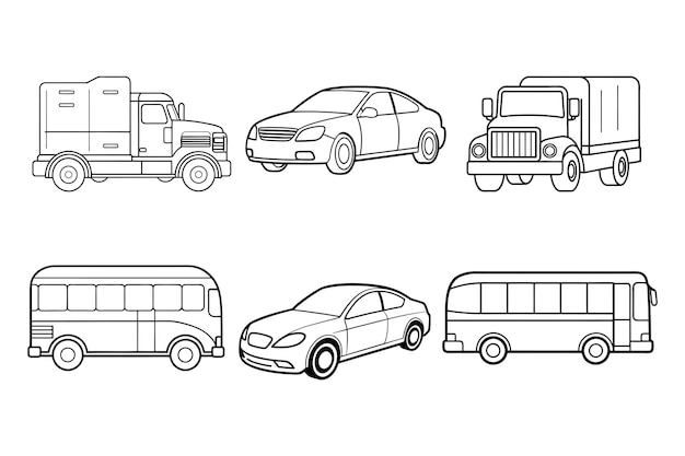 Un conjunto de diseños artísticos de líneas vectoriales de vías de autobuses