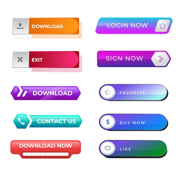 Conjunto de diseños de botones de íconos de Leer más Pack de botones coloridos de leer más para anuncios de sitios web UI y proyección