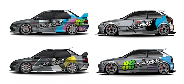 Conjunto de diseños coloridos de calcomanías para automóviles
