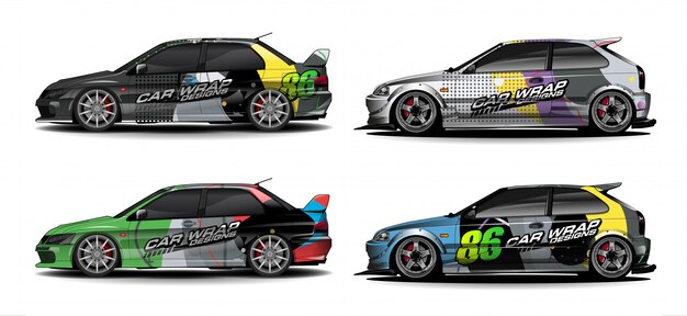 Conjunto de diseños coloridos de calcomanías para automóviles