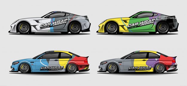 Conjunto de diseños coloridos de calcomanías para automóviles