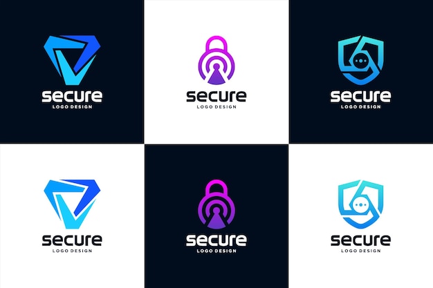 Conjunto de diseños creativos de logotipos de seguridad