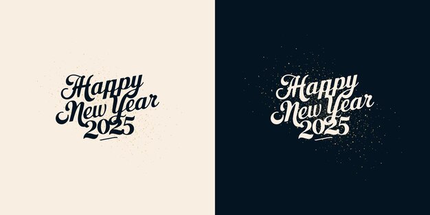 Conjunto de diseños de feliz año nuevo 2025 con colores clásicos lujosos y elegantes Vector premium diseño único y limpio