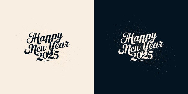 Conjunto de diseños de feliz año nuevo 2025 con colores clásicos lujosos y elegantes vector premium diseño único y limpio