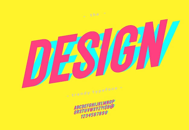 Vector conjunto de diseños de fuentes vectoriales de estilo 3d tipografía de moda para el cartel de logotipo de decoración