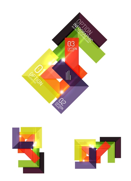 Conjunto de diseños gráficos geométricos abstractos en papel
