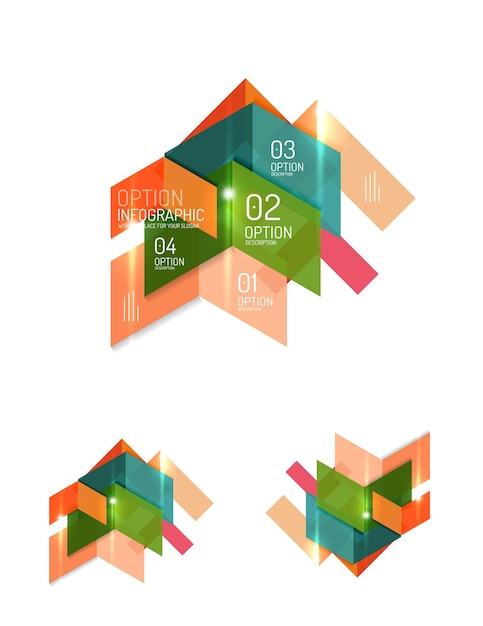 Conjunto de diseños gráficos geométricos abstractos en papel