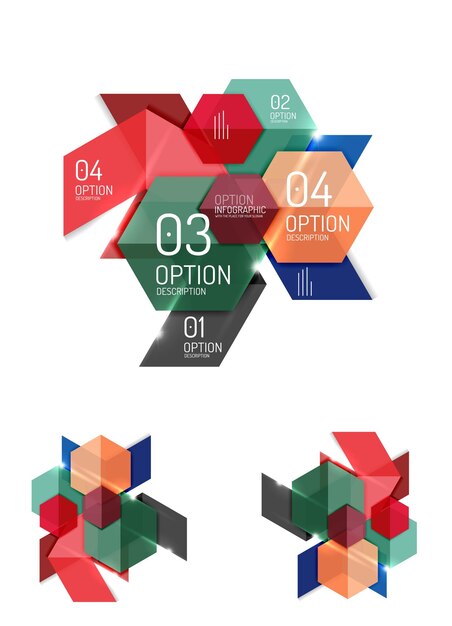 Conjunto de diseños gráficos geométricos abstractos en papel