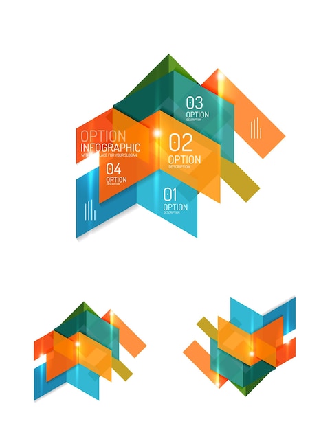 Conjunto de diseños gráficos geométricos abstractos en papel