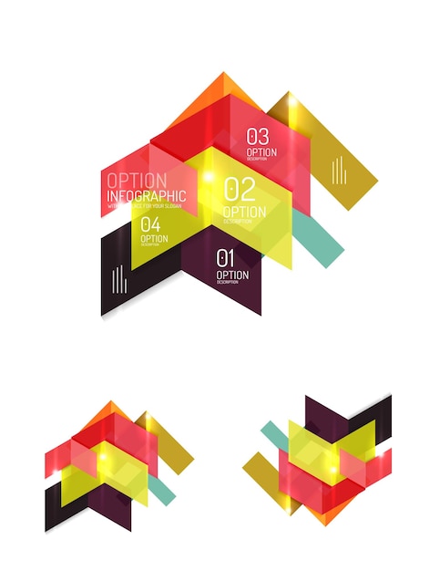 Conjunto de diseños gráficos geométricos abstractos en papel