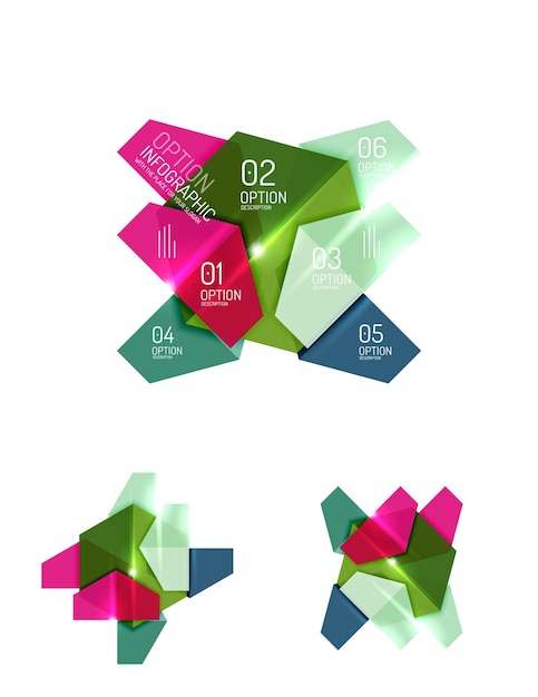 Conjunto de diseños gráficos de papel geométrico abstracto