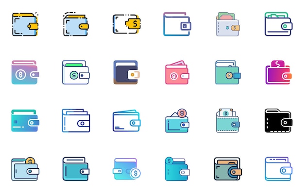 Conjunto de diseños de iconos de billeteras