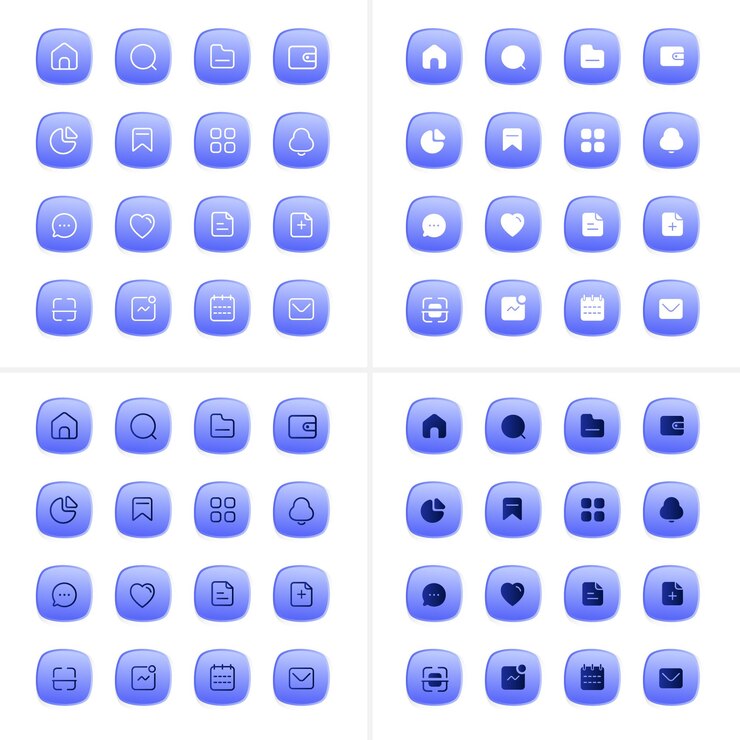 Vector conjunto de diseños de iconos de la interfaz de usuario
